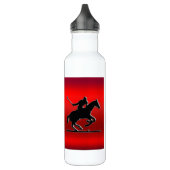 Bouteille D'eau En Acier Inoxydable Black Polo Pony et Rider sur chrome rouge (Gauche)