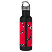 Bouteille D'eau En Acier Inoxydable Blancs et cercles noirs rouges (Dos)