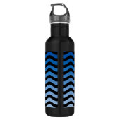 Bouteille D'eau En Acier Inoxydable Bleu teintes ondulées rayures (Dos)