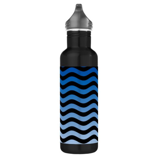 Bouteille D'eau En Acier Inoxydable Bleu teintes ondulées rayures (Droite)