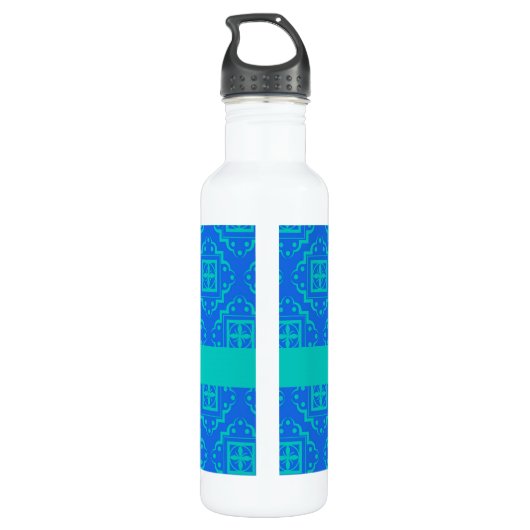 Bouteille D'eau En Acier Inoxydable Blue & Turquoise Aqua Arabesque Marocain (Dos)