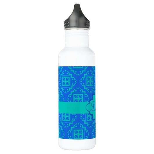 Bouteille D'eau En Acier Inoxydable Blue & Turquoise Aqua Arabesque Marocain (Gauche)