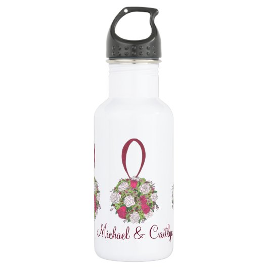Bouteille D'eau En Acier Inoxydable Bouquet Fleur Mariage personnalisé Favoriser boute (Devant)