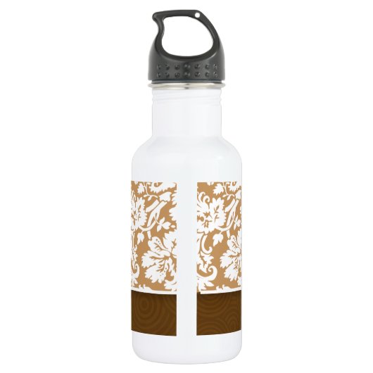 Bouteille D'eau En Acier Inoxydable Brun mignon, damassé bronzage (Dos)