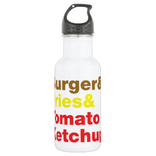 Bouteille D'eau En Acier Inoxydable Burger & Fries & Tomato Ketchup.