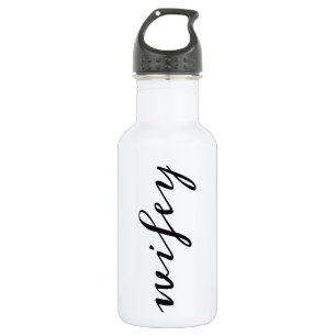Bouteille D'eau En Acier Inoxydable Calligraphie moderne Black Wifey Script