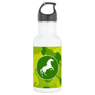 Bouteille D'eau En Acier Inoxydable Camo vert pomme; Cheval, équestre