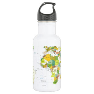Bouteille D'eau En Acier Inoxydable Carte du monde Atlas Poster Politique : Décoration