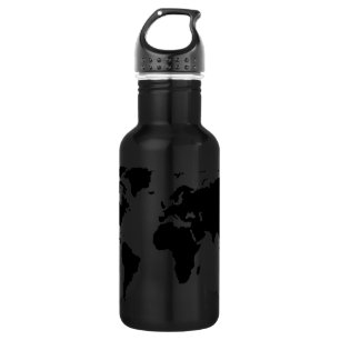 Bouteille D'eau En Acier Inoxydable carte graphique noire du monde