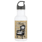 Bouteille D'eau En Acier Inoxydable Chaire française sur Burlap (Devant)