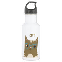 Chat tigré mignon avec le monogramme en verre |