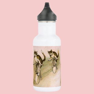 Bouteille D'eau En Acier Inoxydable Chats à vélo