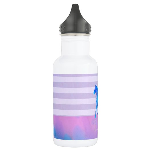 Bouteille D'eau En Acier Inoxydable Cheval en Aquarelle bleu et violet Personnalisé (Gauche)
