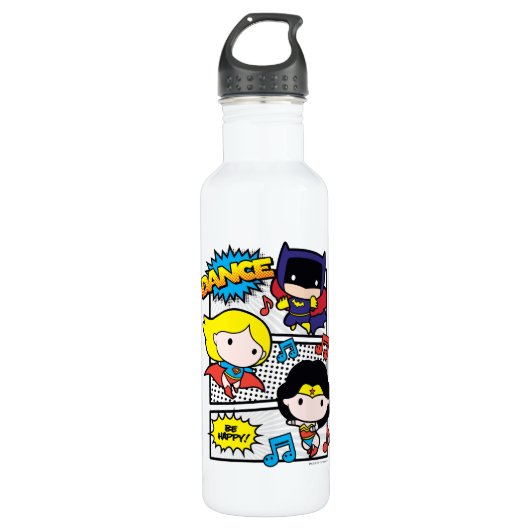 Bouteille D'eau En Acier Inoxydable Chibi Héros Danse (Devant)