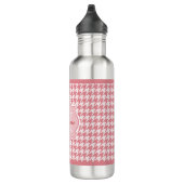 Bouteille D'eau En Acier Inoxydable Chic Monogram Rose Houndstooth Avec Nom (Droite)