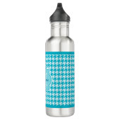 Bouteille D'eau En Acier Inoxydable Chic Monogramme Turquoise Houndstooth Avec Nom (Droite)