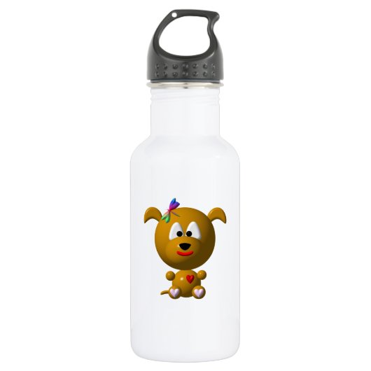 Bouteille D'eau En Acier Inoxydable Chien mignon avec libellule (Devant)