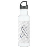 Bouteille D'eau En Acier Inoxydable Chrome White Ribbon Sensibilisation sur Houndstoot (Devant)