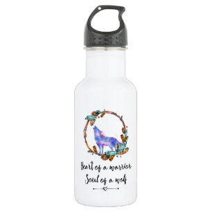 Bouteille D'eau En Acier Inoxydable Citation de typographie avec le loup sauvage dans 