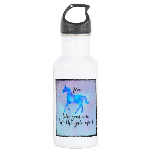 Bouteille D'eau En Acier Inoxydable Citation inspirante avec un cheval en course libre (Devant)