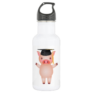 Bouteille D'eau En Acier Inoxydable Cochon mignon dans le capuchon de graduation