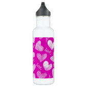 Bouteille D'eau En Acier Inoxydable Coeurs Blancs Rose mignon avec script d'amour (Droite)