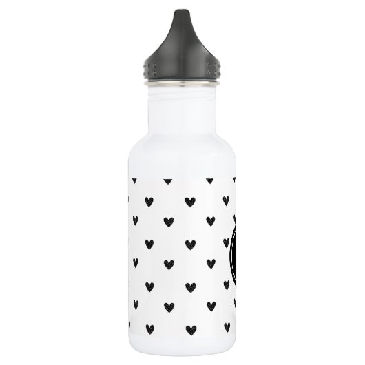 Bouteille D'eau En Acier Inoxydable Coeurs de Parties scintillant noirs avec monogramm (Gauche)