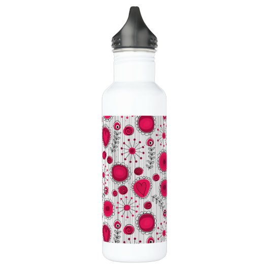 Bouteille D'eau En Acier Inoxydable Coeurs et fleurs blancs et rouges blancs (Gauche)