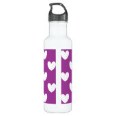 Bouteille D'eau En Acier Inoxydable Coeurs polka blanc sur violet (Dos)