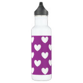 Bouteille D'eau En Acier Inoxydable Coeurs polka blanc sur violet (Droite)