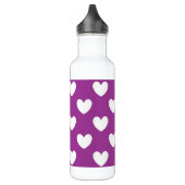 Bouteille D'eau En Acier Inoxydable Coeurs polka blanc sur violet (Gauche)