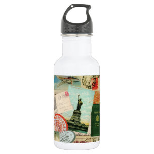 Bouteille D'eau En Acier Inoxydable collage vintage moderne de voyage