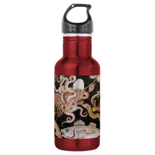 Bouteille D'eau En Acier Inoxydable COLLECTION POMPEI / SCÈNE DE VIE MARINE, noir