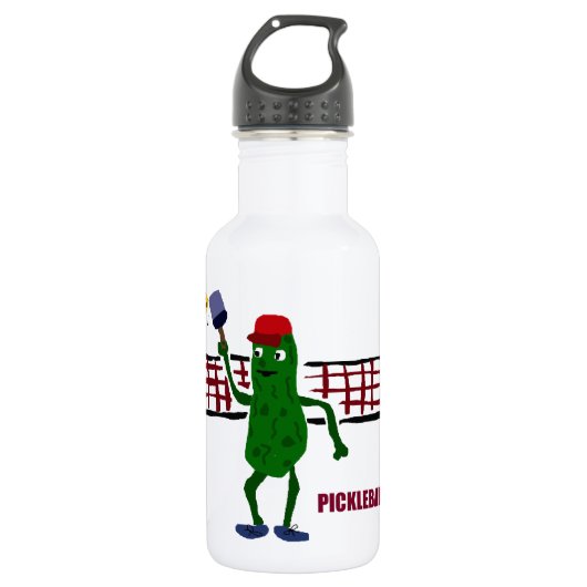 Bouteille D'eau En Acier Inoxydable Conserves au vinaigre drôles jouant Pickleball (Devant)