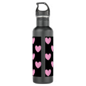 Bouteille D'eau En Acier Inoxydable Coton Candy Pink coeurs de polka sur noir (Dos)