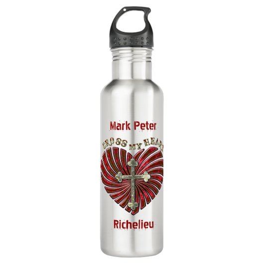 Bouteille D'eau En Acier Inoxydable Croix-Mon-Coeur (personnalisé) (Devant)