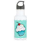 Bouteille D'eau En Acier Inoxydable Cute Cupcake ; Aqua Green Chevron (Devant)
