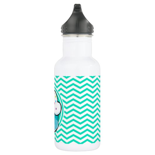 Bouteille D'eau En Acier Inoxydable Cute Cupcake ; Aqua Green Chevron (Droite)