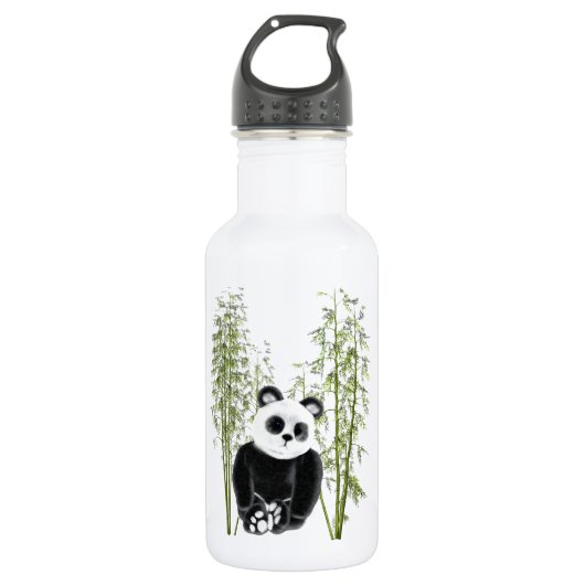 Bouteille D'eau En Acier Inoxydable Cute Panda Assis En Bambou (Devant)
