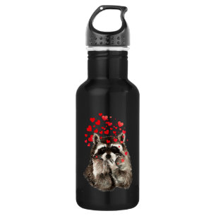 Bouteille D'eau En Acier Inoxydable Cute Raccoon souffler Baisers Amour Coeurs