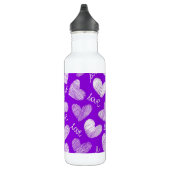 Bouteille D'eau En Acier Inoxydable Cute violet blanc Scribblé Coeur avec script d'amo (Droite)