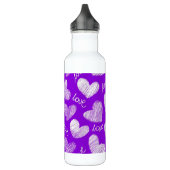 Bouteille D'eau En Acier Inoxydable Cute violet blanc Scribblé Coeur avec script d'amo (Gauche)