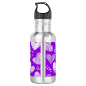 Bouteille D'eau En Acier Inoxydable Cute violet blanc Scribblé Coeur avec script d'amo (Dos)