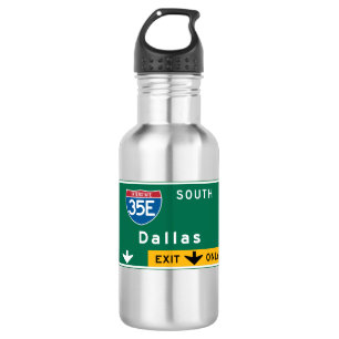 Bouteille D'eau En Acier Inoxydable Dallas, panneau routier de TX