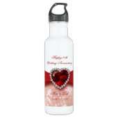 Bouteille D'eau En Acier Inoxydable Damask 40e anniversaire Mariage Design (Devant)