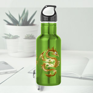 Bouteille d'eau en acier inoxydable Dragon d'or