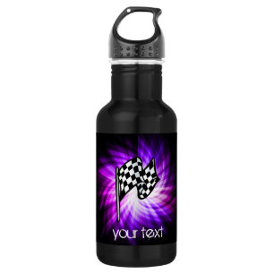 Bouteille D'eau En Acier Inoxydable Drapeau Checkered ; pourpre