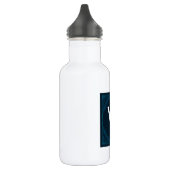 Bouteille D'eau En Acier Inoxydable Élégant Monogramme sur un Carré Art Déco Bleu (Gauche)