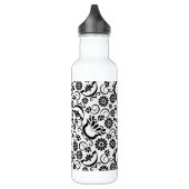 Bouteille D'eau En Acier Inoxydable Élégant noir blanc floral (Gauche)