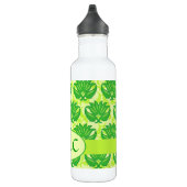 Bouteille D'eau En Acier Inoxydable Emerald Lime Green Art Nouveau Damask Monogramme (Droite)